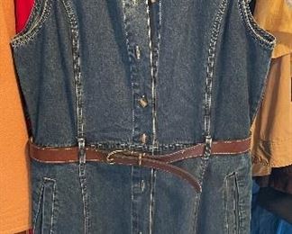 Vintage Gloria Vanderbilt Denim Button Front Jumper Sleeveless dress