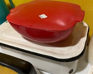 Vintage Red Pyrex Casserole Dish with Lid