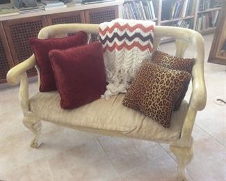 White wood settee