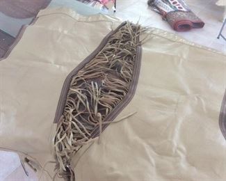 Leather chaps with fringe