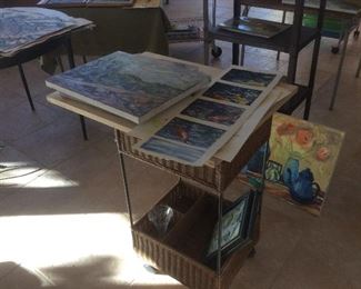 Small cart, paintings