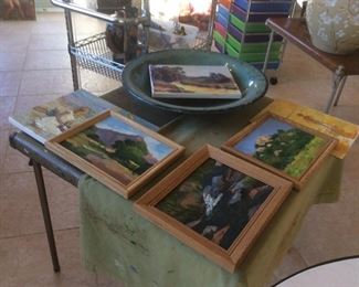 Paintings, large pottery bowl