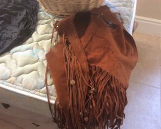 Suede vest with fringe