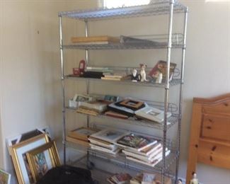 Paintings, large silver industrial rack