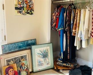 Art, clothes, hanging table linens