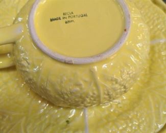 1960’s Secula Portugal dish set yellow cabbage leaf