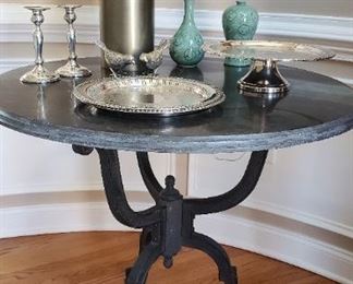 Marble entry table with iron base