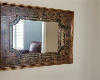 Wooden inlay hand painted mirror 