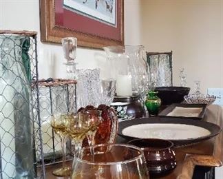 Glass and wire candle holders