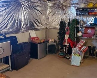 Christmas decorations,  bakers racks, mets gear