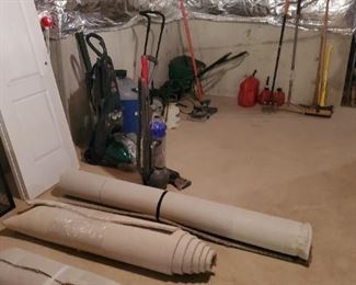 Remnants,  carpet cleaners, rug shampoo, yard tools and equipment 