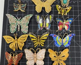 Lot of butterfly brooches
