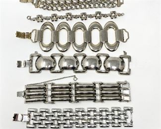Lot of silver-tone costume jewelry bracelets