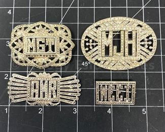 Marcasite monogram brooches 