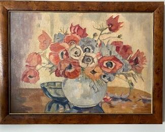 unsigned painting of poppies