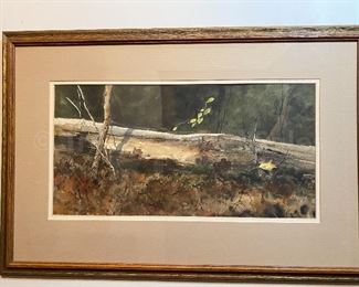 Charles R. Ross Signed Woodland Watercolor