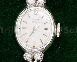 Girard Perregaux 14k White Gold And Diamond Ladies Watch