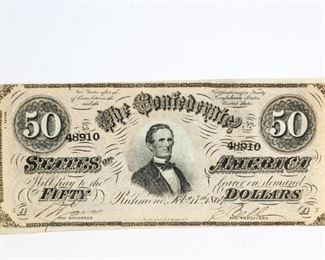 Confederate States of America Richmond $50 Note