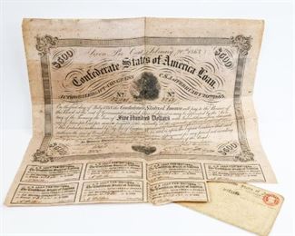 Confederate States of America Loan $500 Note
