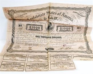 Confederate States of America Loan $1000 Note
