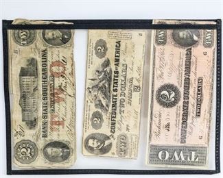 Bank of South Carolina and Confederate States of America $2 Notes