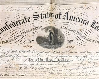 Confederate States of America Loan $100 Notes
