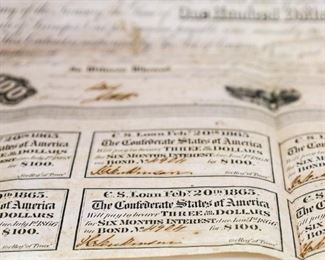 Confederate States of America Loan $100 Notes
