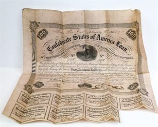 Confederate States of America Loan $100 Notes
