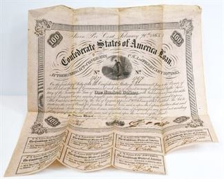 Confederate States of America Loan $100 Notes
