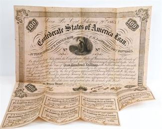 Confederate States of America Loan $100 Notes
