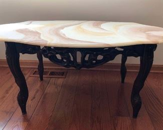 Ornate Coffee Table with Matching End Table