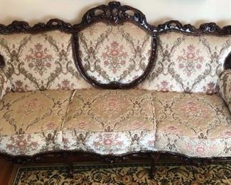 Ornate Couch with Two Matching Chairs