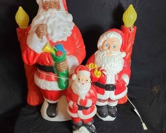 Vintage Lawn Santas and Candles