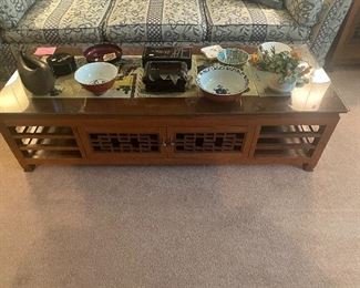 Asian style coffee table with matching end tables
