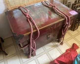 Asian hand painted trunk