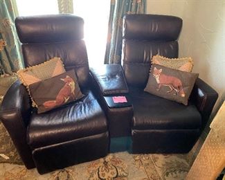 Double reclining leather loveseat