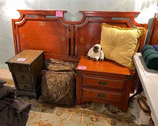 Mid Century Orange headboard with matching nightstand