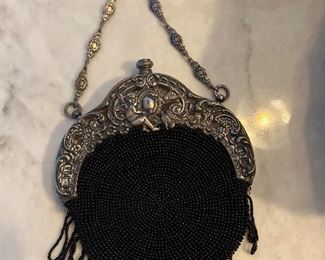 Antique, early 1900s Cherub beaded belt purse