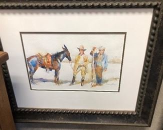 Signed Watercolor w/Custom  Frame