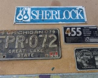 Metal Signs & VTG License Plate