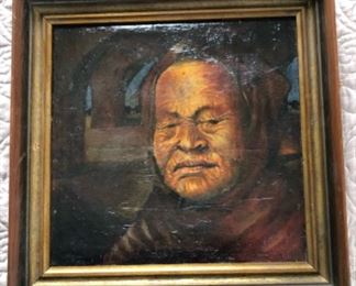 Antique oil on canvas 14.5”x14.75”