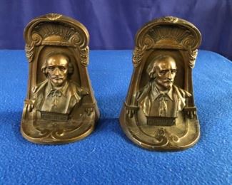Cast metal Shakespeare bookends.