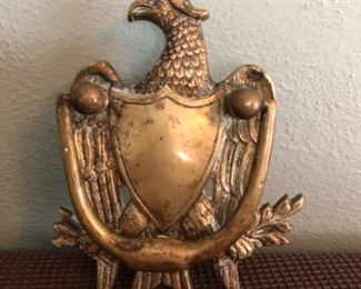 Antique brass eagle door knocker