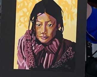 Acrylic(?) painting in a mat