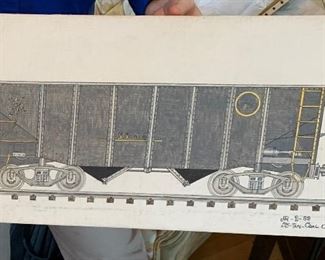 Train folk art - painting by Georgian Howard Royal 1989