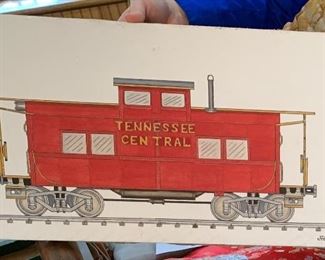 Train folk art - painting by Georgian Howard Royal 1987