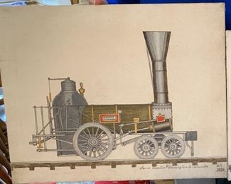 Train folk art - painting by Georgian Howard Royal