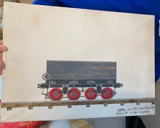 Train folk art - painting by Georgian Howard Royal 1986