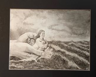 Beautiful artwork in a mat - just needs a frame!