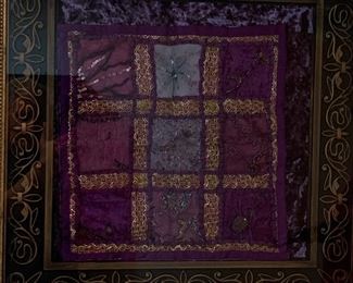 Framed fabric art from Morocco - 12"x12"